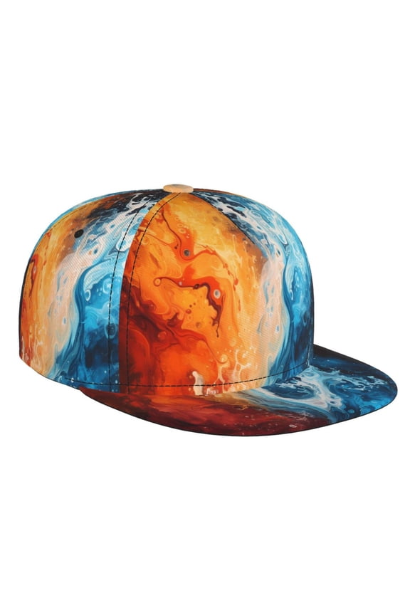 Red And Blue Waves for Baseball Cap Men Cap Flat Brim for Men Women Teens Adjustable Baseball Cap