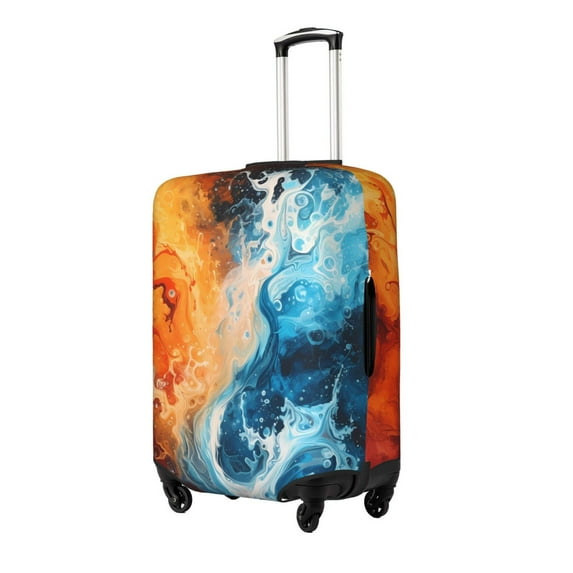 Hirioo Red And Blue Waves for Elasticity Suitcase Cover (No luggage Included) Durable Luggage Protector Fits 18-32 Inch Luggage-X-Large