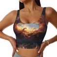 thumbnail image 1 of Hirioo Red And Gray Flame Fox for Women's Sports Vest with Full-Print Design, Stretchy Fabric and Removable Pads-Medium, 1 of 8