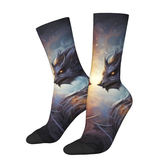 Hirioo Red And White Beast Pattern Adult Middle Tube Socks Breathable Sock Non-Pilling,Contrasting Color Design