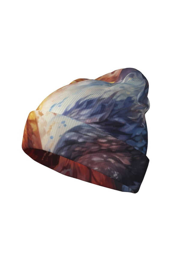 Red And White Fire Bird for Men's Knit Cuffed Beanie for Outdoor Activities Unisex