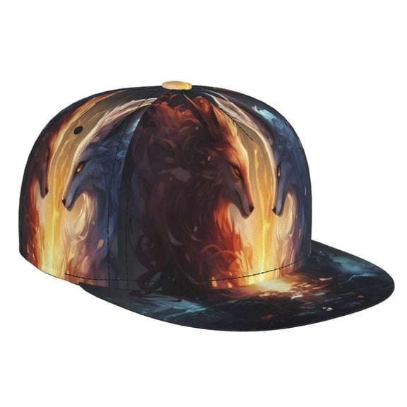 Hirioo Red And White Flame Fox for Baseball Cap Men Cap Flat Brim for Men Women Teens Adjustable Baseball Cap