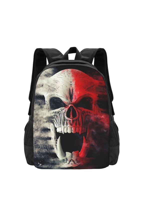 Red And White Screaming Demon Skull for Minimalist Backpack Large Capacity Backpack Travel Backpack For School