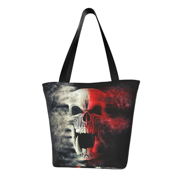 Hirioo Red And White Screaming Demon Skull for Women's Casual Shoulder Tote Bag Handbag For Women Work College Travel Business Shopping