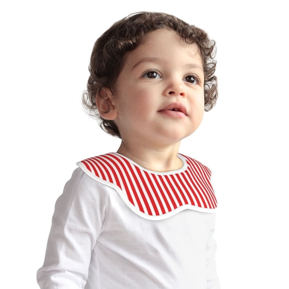 Hirioo Red And White Stripes for Baby Cotton Petal Bib Drool Bibs for Baby Boy Unisex