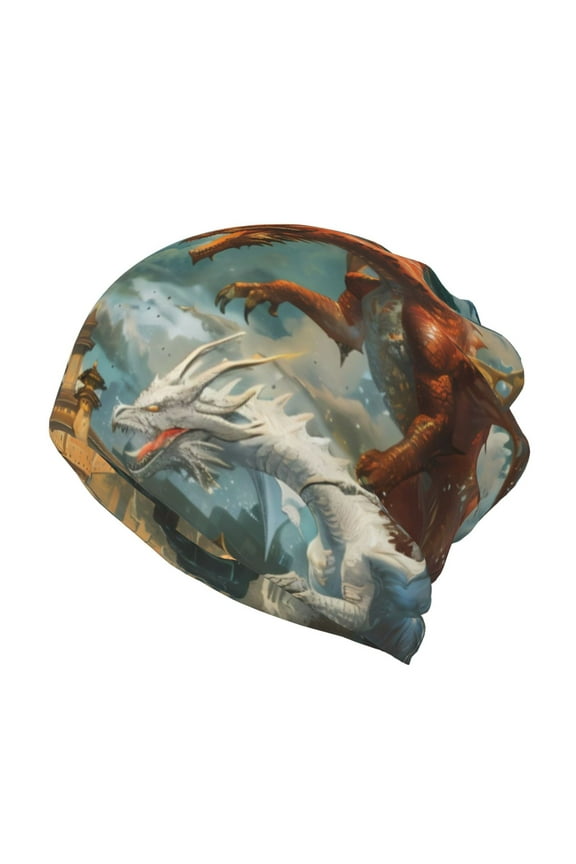 Red Blue Dragon Battle Epic for Multifunction Beanie Hat for Men and Women Unisex for Winter Sports, Outdoor Activities, and Daily Wear