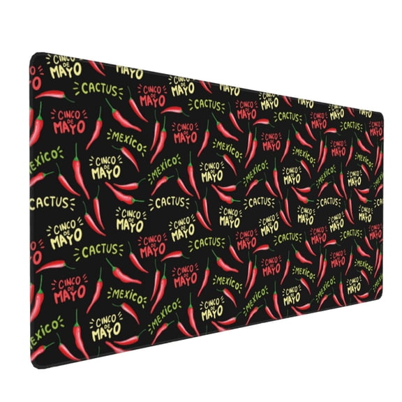 Hirioo Red Chili for Mouse Pad ,Anti-Slip Base, Durable Stitched Edges, Perfect for Gaming, Office, and Home Use,16x35.5in