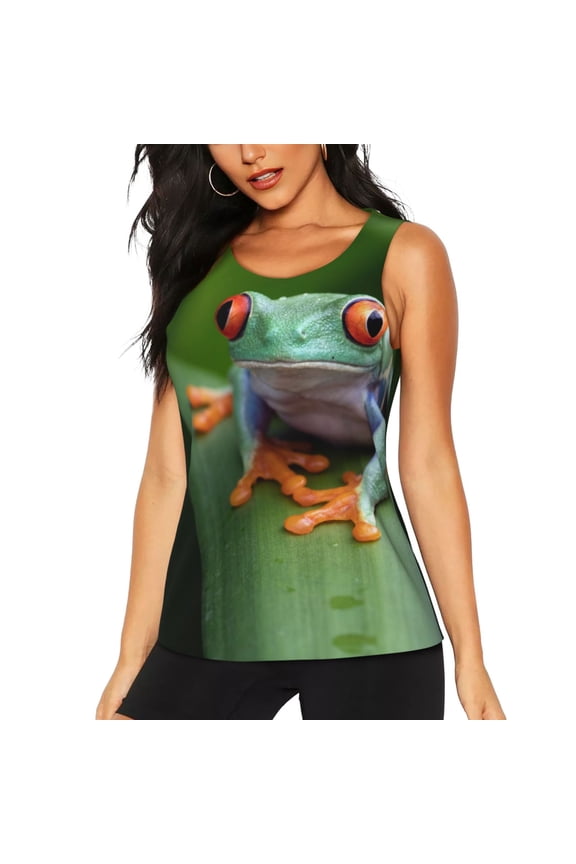 Red-Eyed Tree Frog for Women's Workout Tank Top Sleeveless Workout Tops Athletic Gym Shirts-Medium