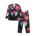 thumbnail image 1 of Hirioo Red Flame Wolf Head for Men's Pajama Sets 2 Piece Pjs Men's Long-Sleeved Pajama Set Button Down Sleepwear,S-XXL-Large, 1 of 7