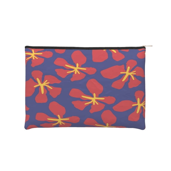 Hirioo Red Floral for Paper Reusable Cosmetic Bag Zipper Encouragement Travel Pouch Toiletry Bag for Women Girls