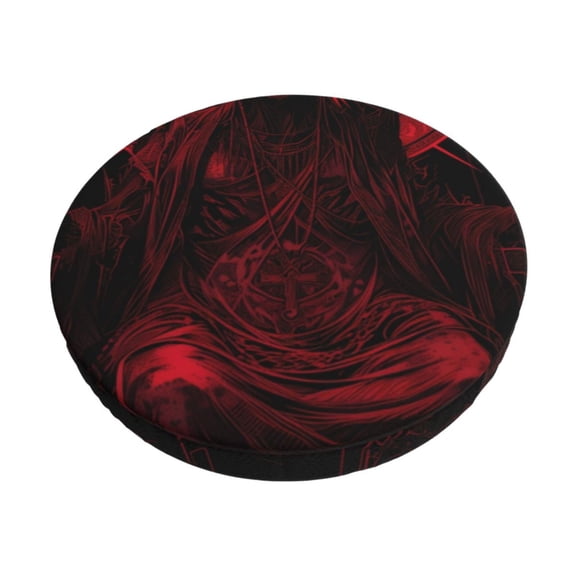 Hirioo Red Gothic Skeleton Throne for Round Bar Stool Seat Covers Washable Stool Cushion Slipcover Elastic Bar Chair Covers for 12-14 Inch Chair-13 inch