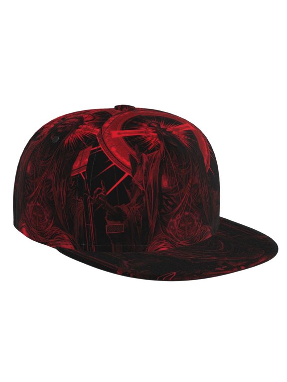 Red Gothic Skeleton Throne for Baseball Cap Men Cap Flat Brim for Men Women Teens Adjustable Baseball Cap