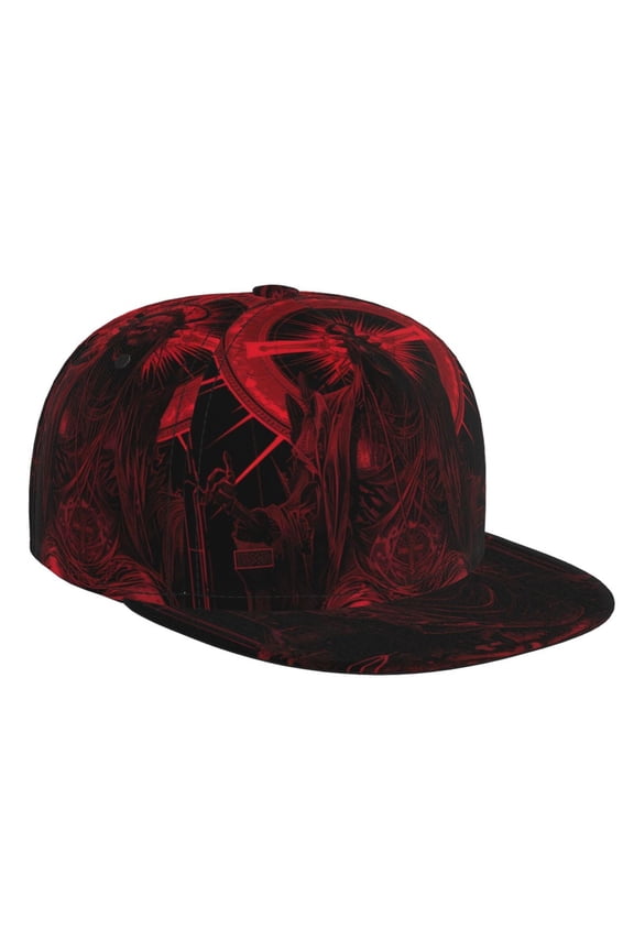 Red Gothic Skeleton Throne for Baseball Cap Men Cap Flat Brim for Men Women Teens Adjustable Baseball Cap