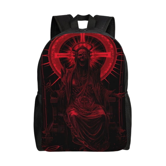 Hirioo Red Gothic Skeleton Throne for Travel Backpack for Women Men, Lightweight and Durable,Gift for Weekender, College, Work,and Outdoor Activities