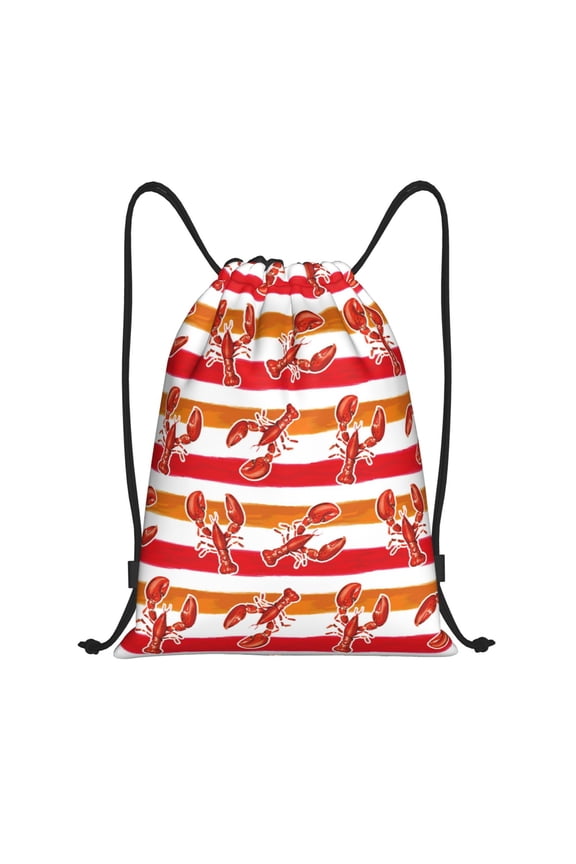 Red Lobster Print Drawstring Backpack Bag Sport Versatile Sports Backpack for Gym, Travel, Swimming, Beach