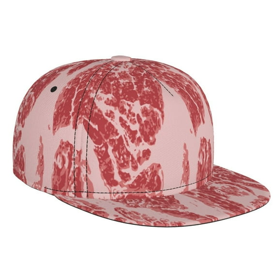 Hirioo Red Meat for Baseball Cap Men Cap Flat Brim for Men Women Teens Adjustable Baseball Cap