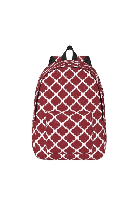 Red Moroccan Canvas Backpack, Durable Travel Backpack with Multiple Compartments,Large Capacity, Backpack for School, Hiking, Work