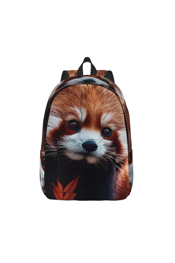 Red Panda Autumn Branches Canvas Backpack, Durable Travel Backpack with Multiple Compartments,Large Capacity, Backpack for School, Hiking, Work
