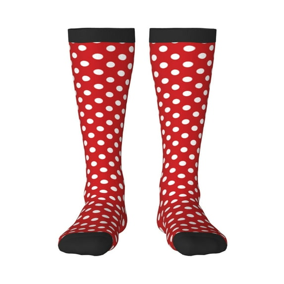 Hirioo Red Polka Dot for Adult Stockings Breathable Sock Non-Pilling,Contrasting Color Design
