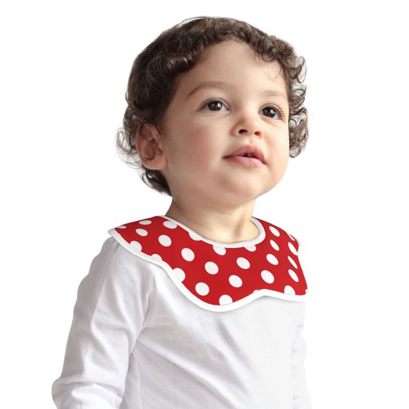 Hirioo Red Polka Dot for Baby Cotton Petal Bib Drool Bibs for Baby Boy Unisex
