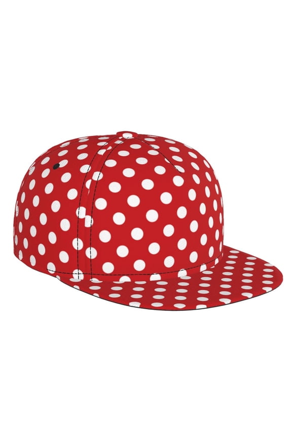 Red Polka Dot for Baseball Cap Men Cap Flat Brim for Men Women Teens Adjustable Baseball Cap