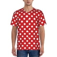 thumbnail image 1 of Hirioo Red Polka Dot for Men's Baseball T-shirt Shirts Short Sleeve Casual Summer Button Stretch T Shirts,Size S-4XL-4X-Large, 1 of 7