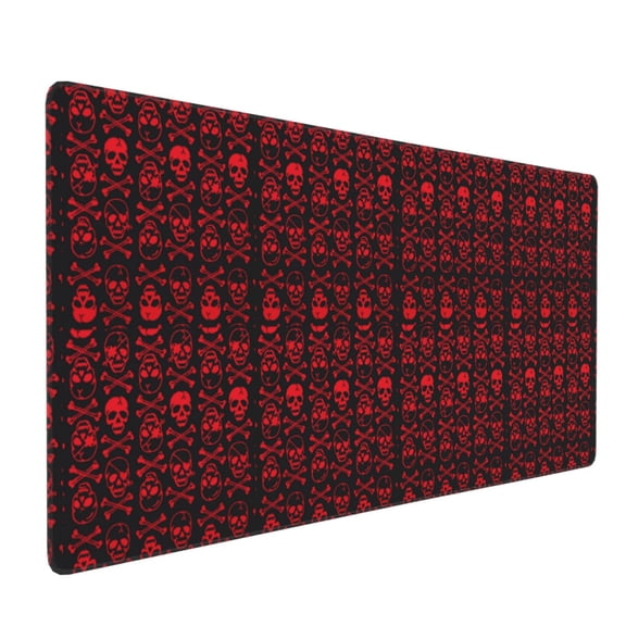 Hirioo Red Skulls With Crossbones for Mouse Pad ,Anti-Slip Base, Durable Stitched Edges, Perfect for Gaming, Office, and Home Use,16x35.5in