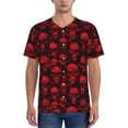 thumbnail image 1 of Hirioo Red Skulls for Men's Baseball T-shirt Shirts Short Sleeve Casual Summer Button Stretch T Shirts,Size S-4XL-3X-Large, 1 of 7