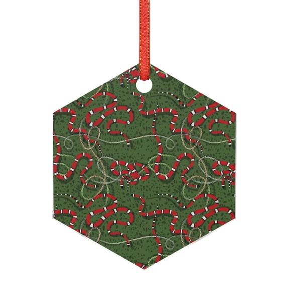 Hirioo Red Snake for Acrylic Christmas Pendant Hanging Christmas Tree Ornaments, Car, Home, Office Gift Decor-Hexagon