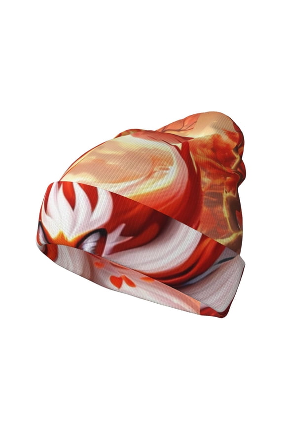 Red Sun Flame Fox for Men's Knit Cuffed Beanie for Outdoor Activities Unisex