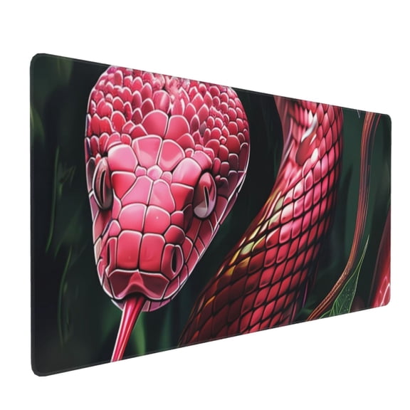 Hirioo Red Viper Jungle Intensity for Mouse Pad ,Anti-Slip Base, Durable Stitched Edges, Perfect for Gaming, Office, and Home Use,16x35.5in