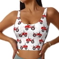 thumbnail image 1 of Hirioo Red Wheeled Tractors for Women's Sports Vest with Full-Print Design, Stretchy Fabric and Removable Pads-Medium, 1 of 8