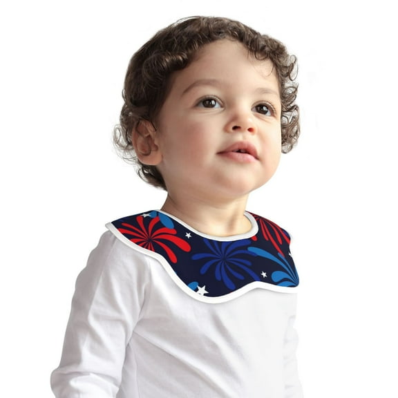 Hirioo Red White Blue Fireworks for Baby Cotton Petal Bib Drool Bibs for Baby Boy Unisex