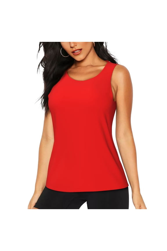 Red for Women's Workout Tank Top Sleeveless Workout Tops Athletic Gym Shirts-Small
