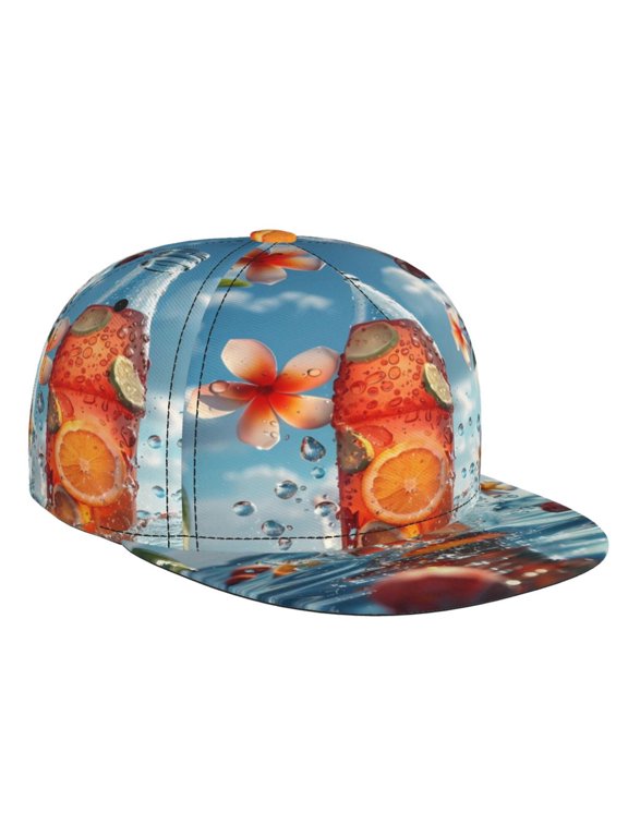 Refreshing Citrus Splash for Baseball Cap Men Cap Flat Brim for Men Women Teens Adjustable Baseball Cap