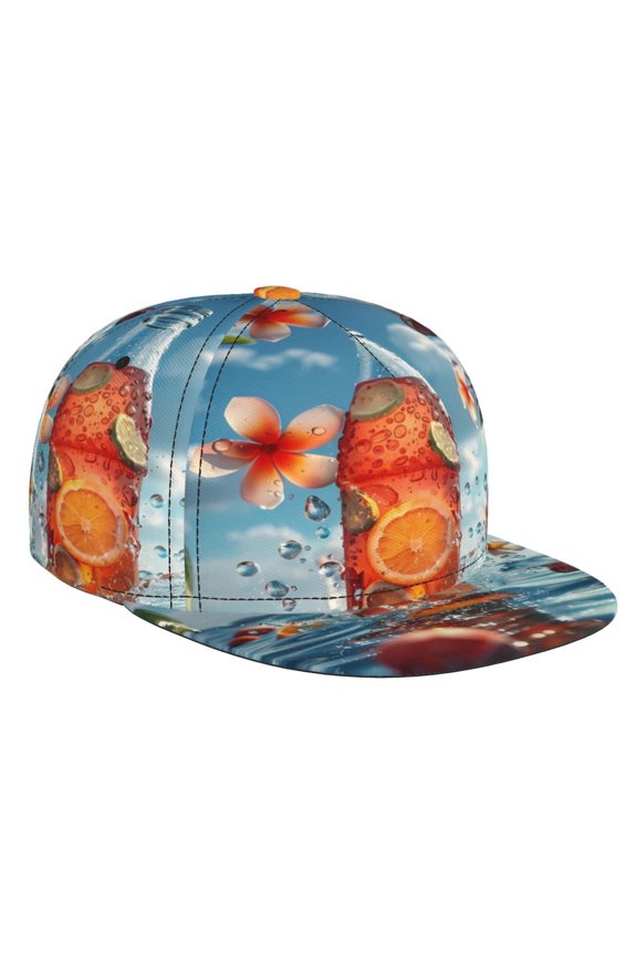 Refreshing Citrus Splash for Baseball Cap Men Cap Flat Brim for Men Women Teens Adjustable Baseball Cap