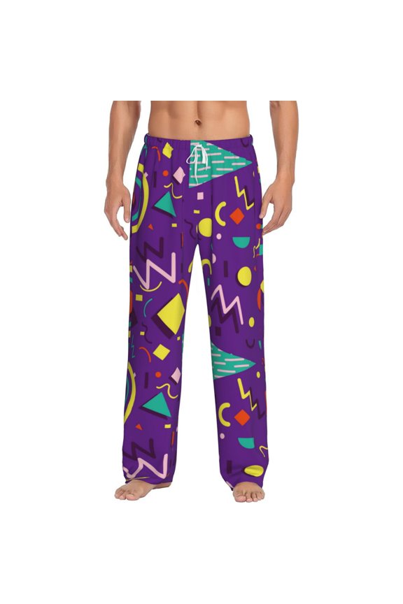 Retro 80s Style for Men's PJ Pajama Pants Sleep Pants Men's Home Trousers with Pockets,S-3XL-3X-Large