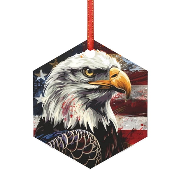 Hirioo Retro American Eagle A for Acrylic Christmas Pendant Hanging Christmas Tree Ornaments, Car, Home, Office Gift Decor-Hexagon