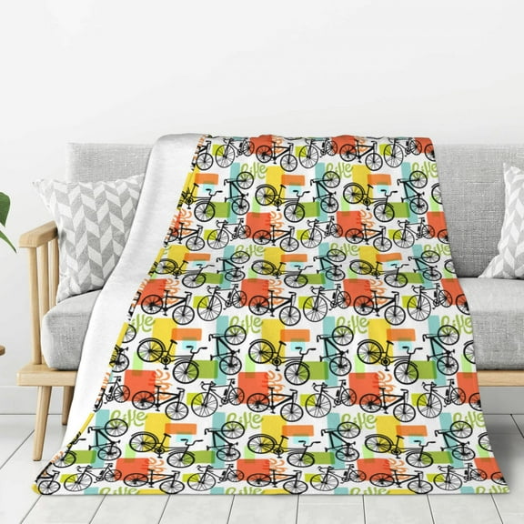 Hirioo Retro Bike for Flannel Blanket, Cozy and Warm Throw for Bed or Couch ,Perfect for All Seasons-80"x60"
