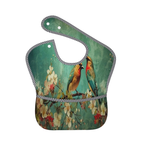 Hirioo Retro Birds for Baby Waterproof Pocket Bib Adjustable Closed for Babies Toddlers with Large Pocket 6-24Months