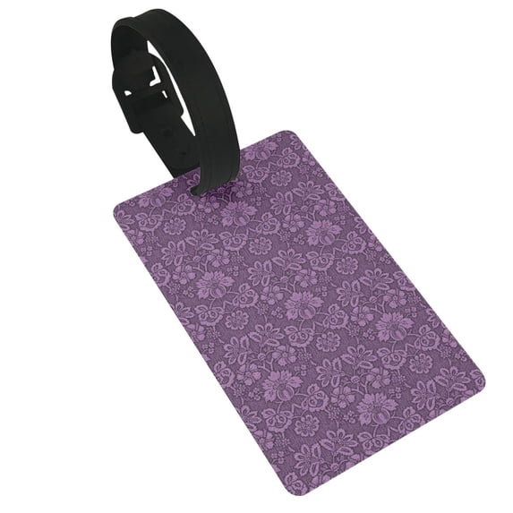 Hirioo Retro Florals Purple for Luggage ID Tag with Adjustable Strap Travel Baggage Bag Tags Suitcase Identify Labels for Women Men