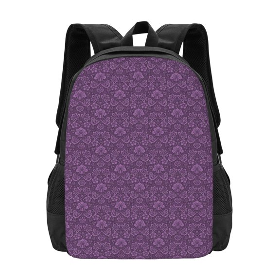 Hirioo Retro Florals Purple for Minimalist Backpack Large Capacity Backpack Travel Backpack For School