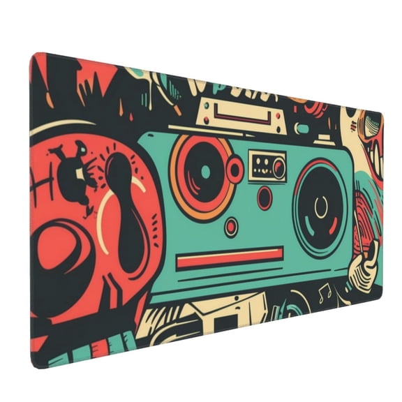 Hirioo Retro Pop Art Collage for Mouse Pad ,Anti-Slip Base, Durable Stitched Edges, Perfect for Gaming, Office, and Home Use,16x35.5in