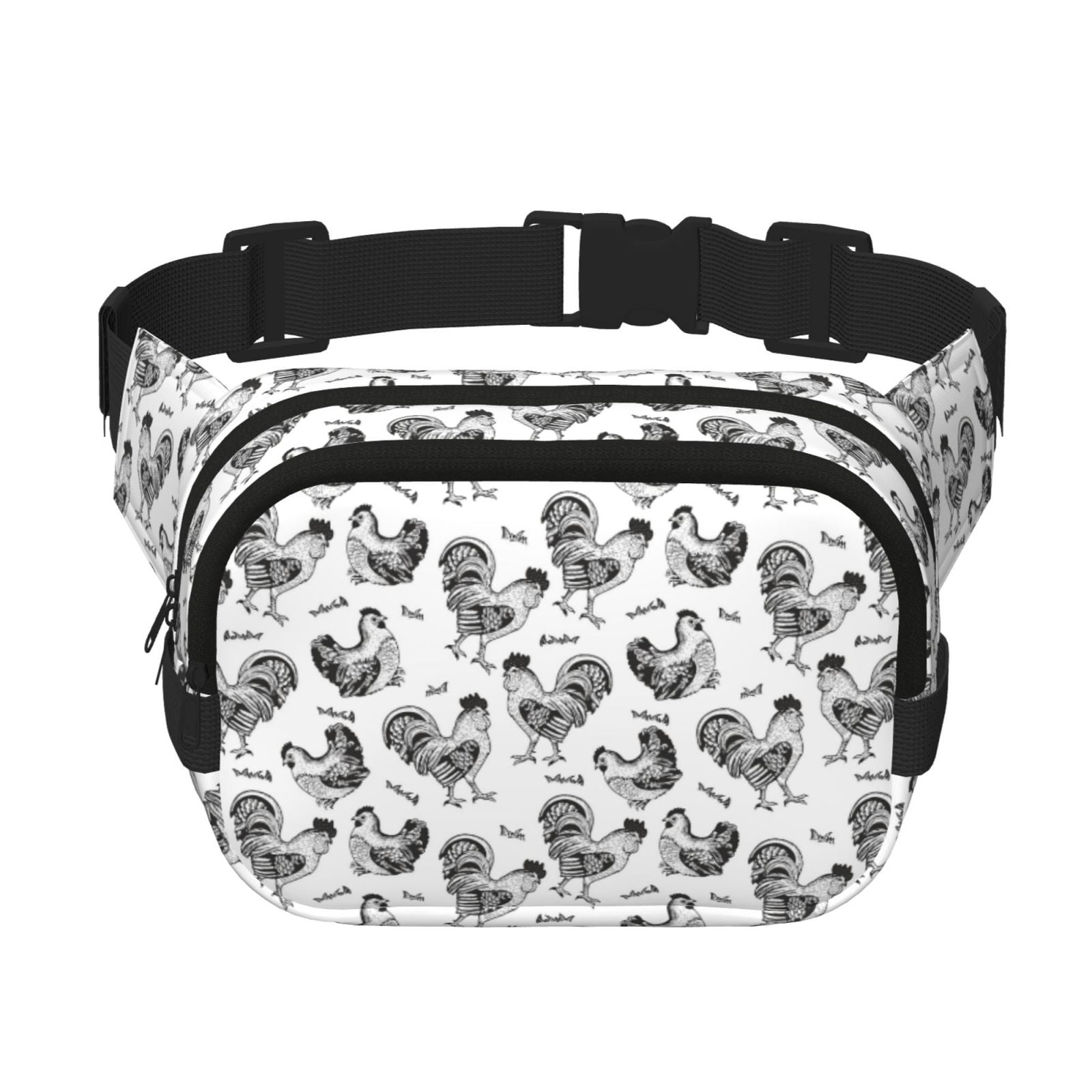Hirioo Retro Rooster for Double Layer Waist Bag Adjustable Fanny Pack For Travel Running Hiking