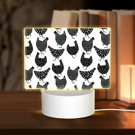 Hirioo Retro Rooster for Rectangular Acrylic with Night Light Best Gifts for Lover Girl Mom, Valentine's Day Anniversary Birthday Wedding Present