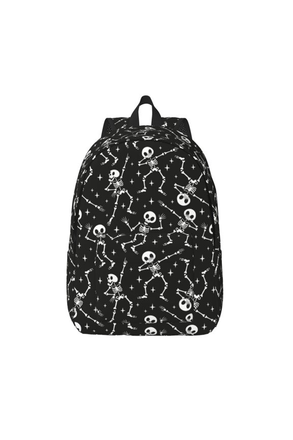 Retro Skeleton Dancing On Halloween Party Canvas Backpack, Durable Travel Backpack with Multiple Compartments,Large Capacity, Backpack for School, Hiking, Work