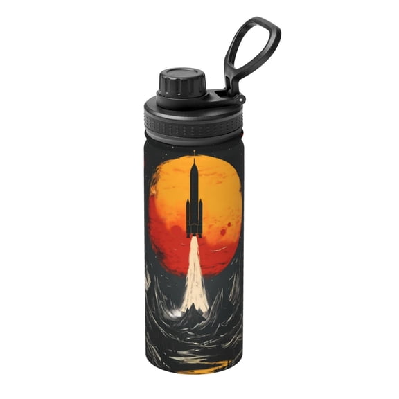 Hirioo Retro Space Rocket Launch for 18oz Sports Insulated Kettle for Gym Hiking Camping Running Mountain Bike Outdoor Sports