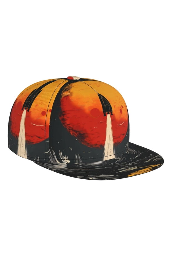 Retro Space Rocket Launch for Baseball Cap Men Cap Flat Brim for Men Women Teens Adjustable Baseball Cap