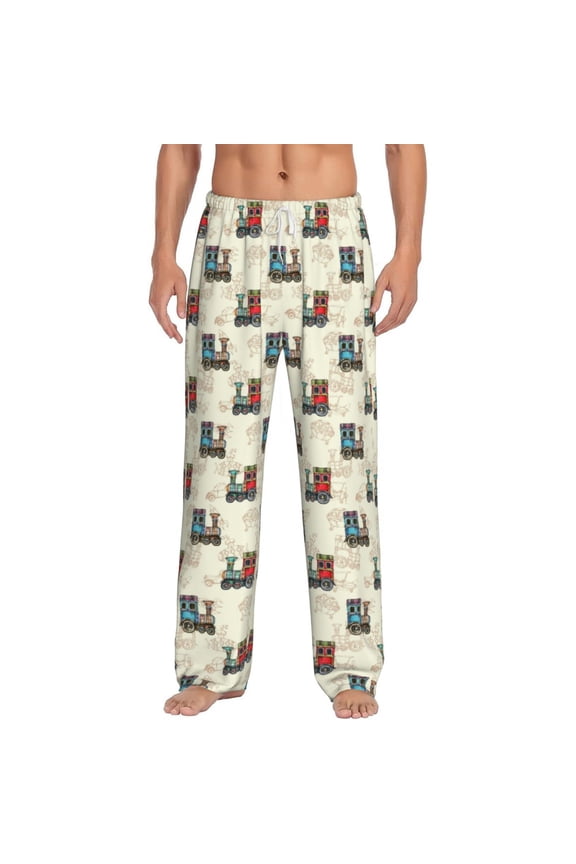 Retro Steampunk Vehicle for Men's PJ Pajama Pants Sleep Pants Men's Home Trousers with Pockets,S-3XL-Small