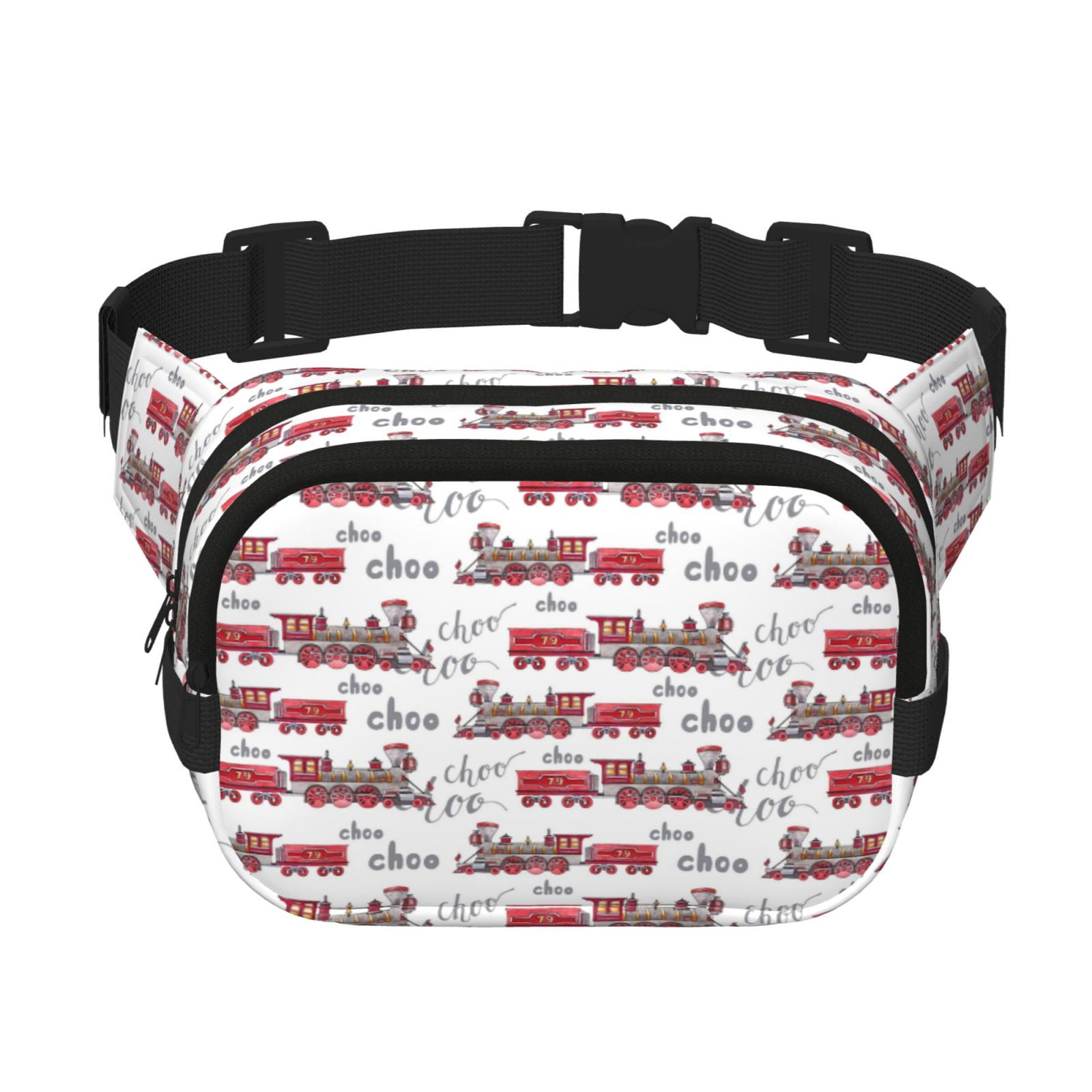 Hirioo Retro Train for Double Layer Waist Bag Adjustable Fanny Pack For Travel Running Hiking